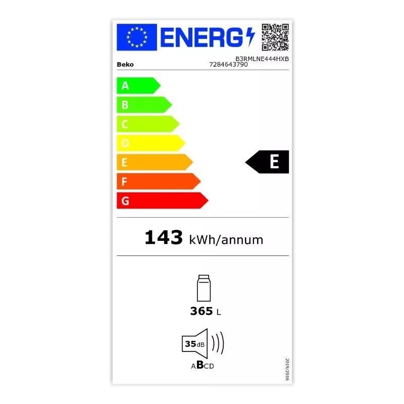 Réfrgérateur 1 porte inox nofrost 365l Beko
