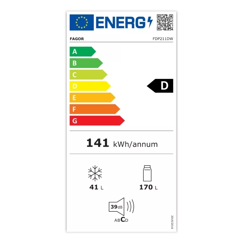 Réfrigérateur 2 portes 1m44 211l blanc Fagor