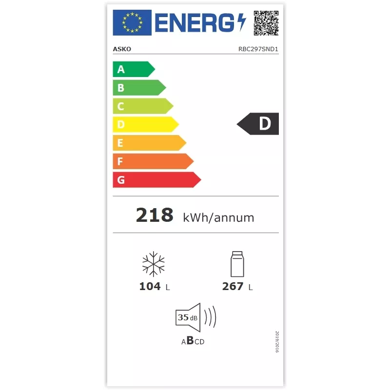 Réfrigérateur combiné intégrable 70cm Asko