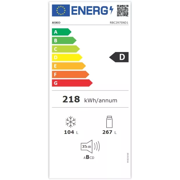 Réfrigérateur combiné intégrable 70cm Asko