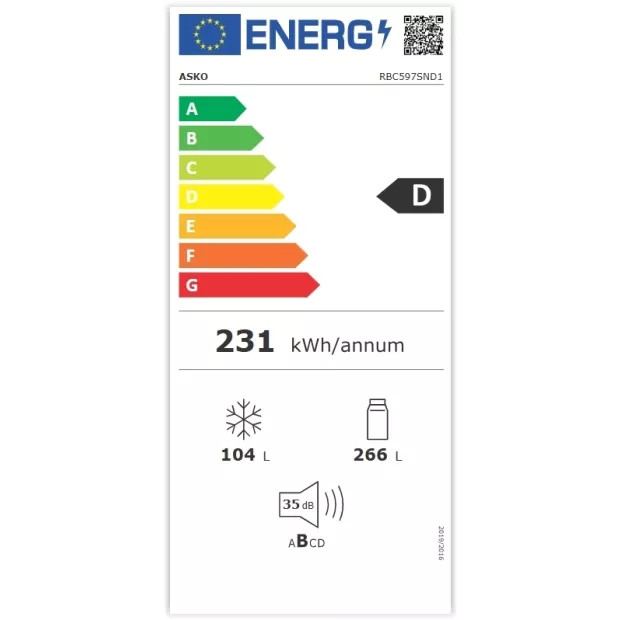 Réfrigérateur combiné intégrable 70cm Asko