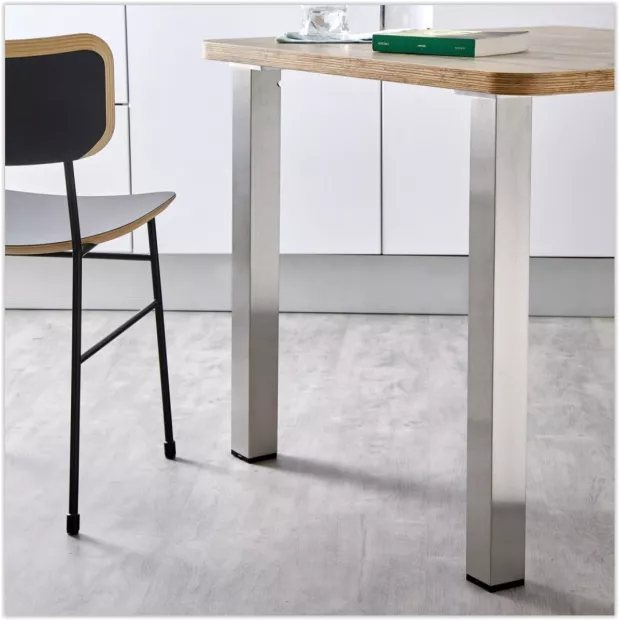 Pied carré 60x60mm finition Inox brossé Hauteur 900mm