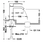 Mitigeur lavabo avec bec cascade TRES 00610101D