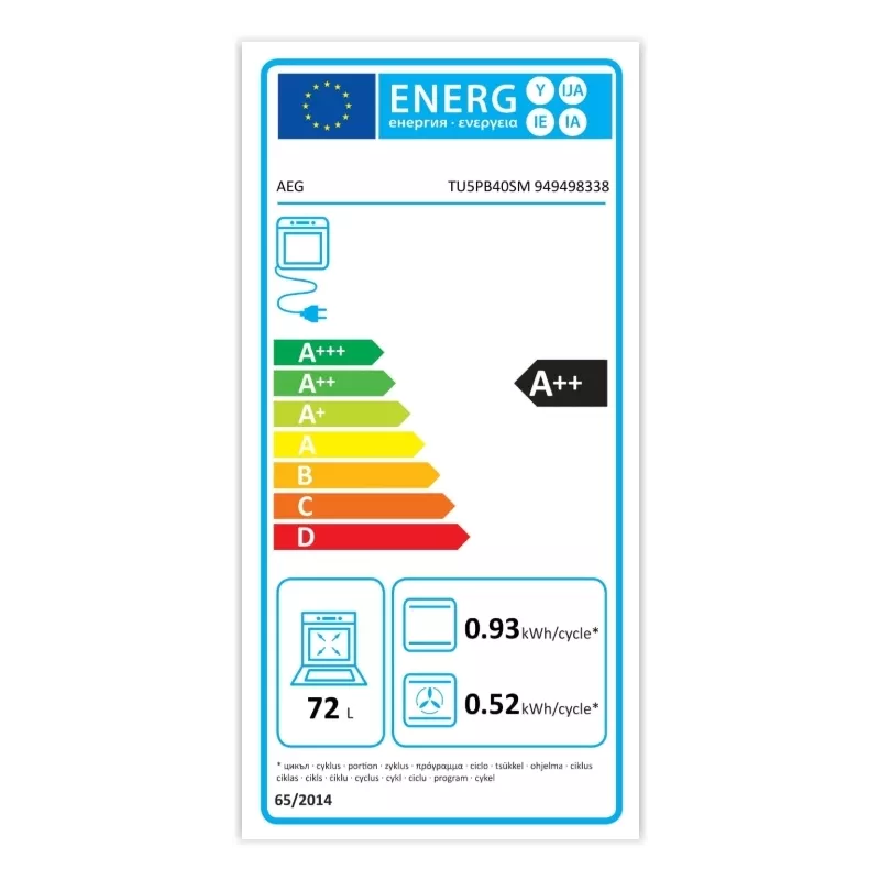 Four encastrable multifonction pyrolyse 72l Aeg