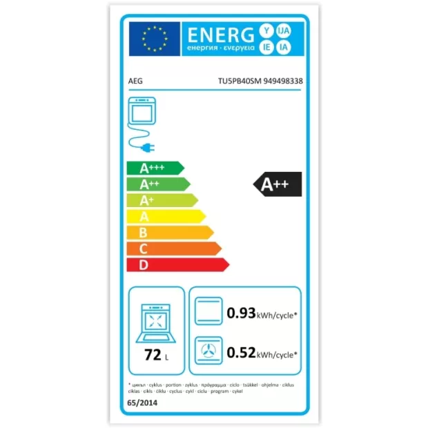 Four encastrable multifonction pyrolyse 72l Aeg