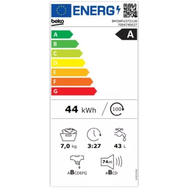 Lave linge frontal 7kg 1200trs Beko