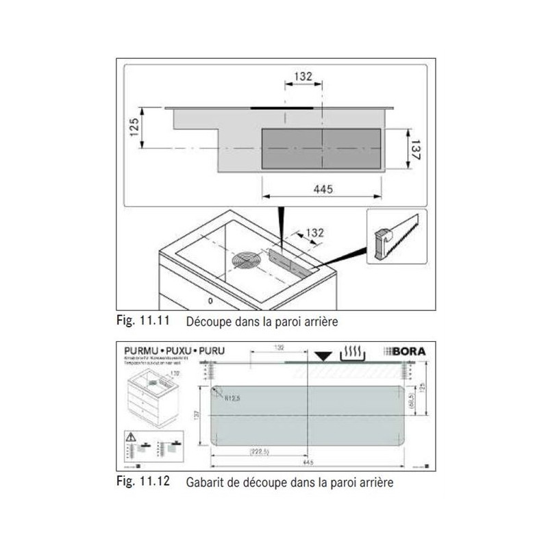 Table de cuisson induction aspirante Bora
