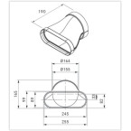 Raccord mixte plat/rond droit jointerie incluse Bora