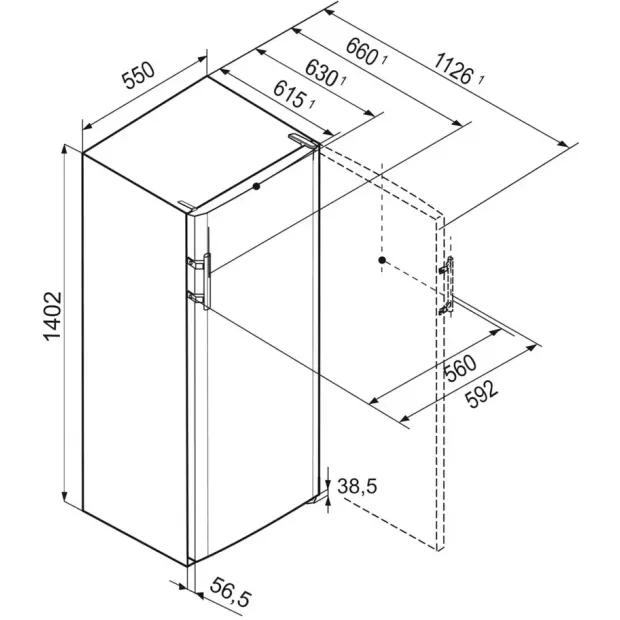 Réfrigérateur posable 1 porte 140cm Liebherr