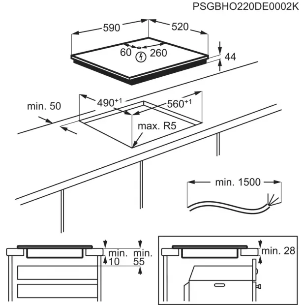 Table de cuisson induction 3 zones 7350w 60cm AEG