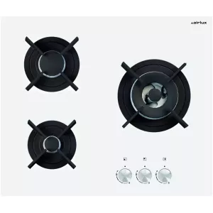Plaque 3 gaz 6150W verre blanc Airlux AV635HWH