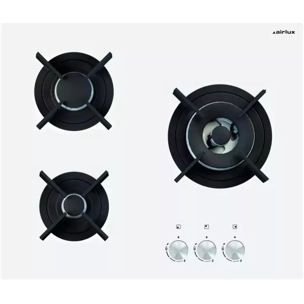 Plaque 3 gaz 6150W verre blanc Airlux AV635HWH