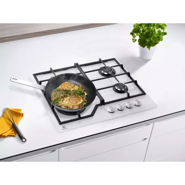 Table de cuisson verre blanche gaz Electrolux