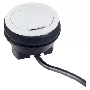 Prise blanche 16A. USB-A 1A-5V à encastrer plan travail