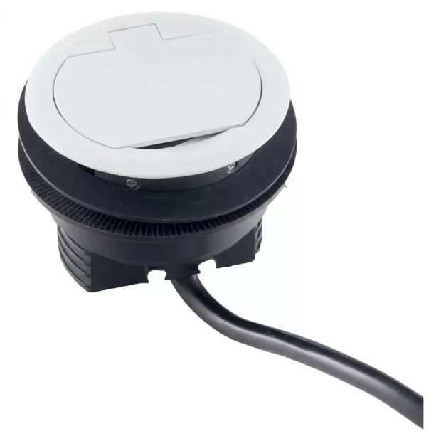 Prise blanche 16A. USB-A 1A-5V à encastrer plan travail