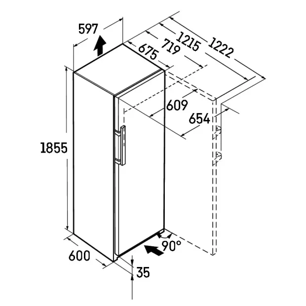 Dimension congélateur armoire  Liebherr FNE5217-20