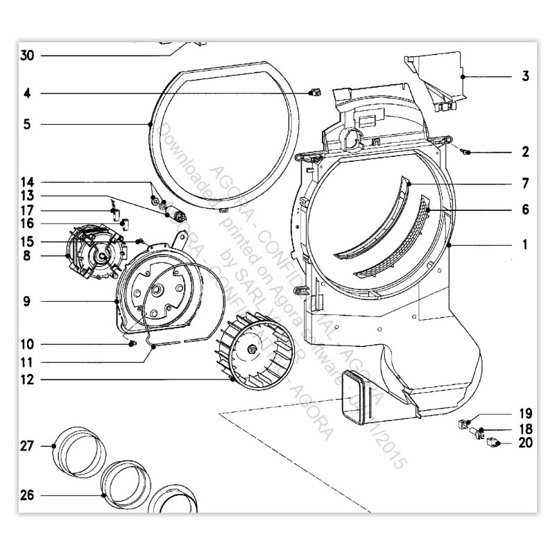 TURBINE DE VENTILATEUR SECHE LINGE MIELE  REPERE 12
