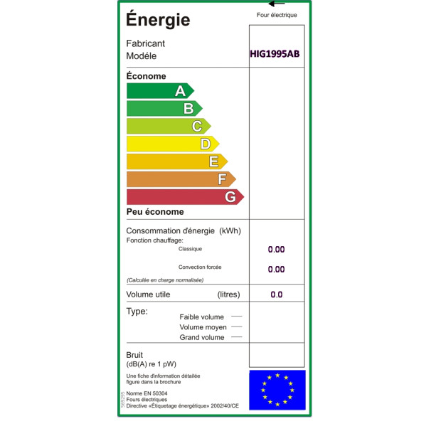 LABEL ENERGIE TABLE DE CUISSON ASKO HIG1995AB