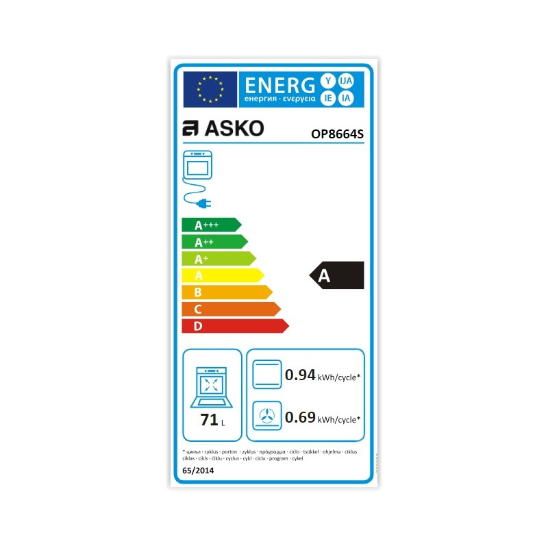 Energy label Four asko pyro inox OP8664S