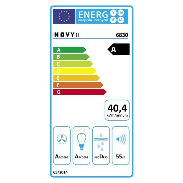 Energy label Hotte plafonnier intégrée 90cm inox Novy Pure'L