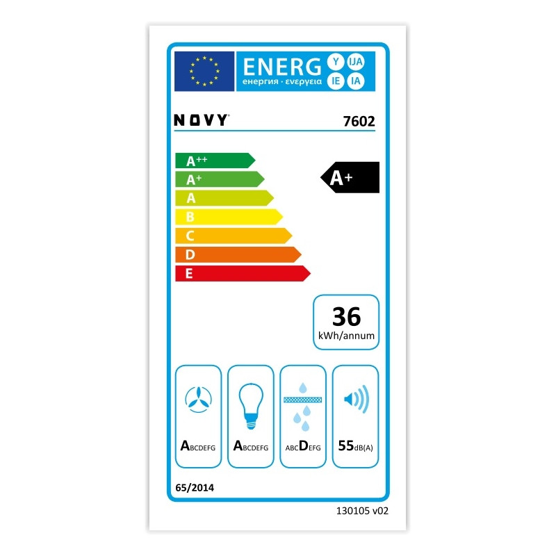 Energy label Hotte murale box noir 90cm Novy Flat'Line 7602