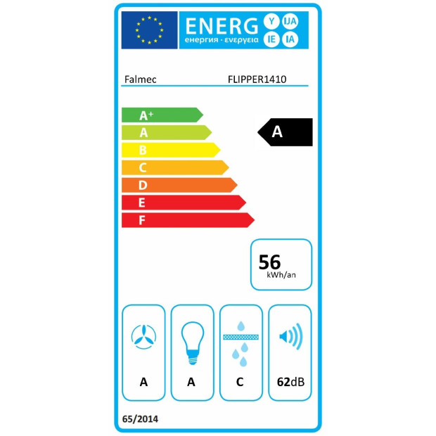 Energy Hotte murale inclinée verre blanc 85cm Falmec FLIPPER