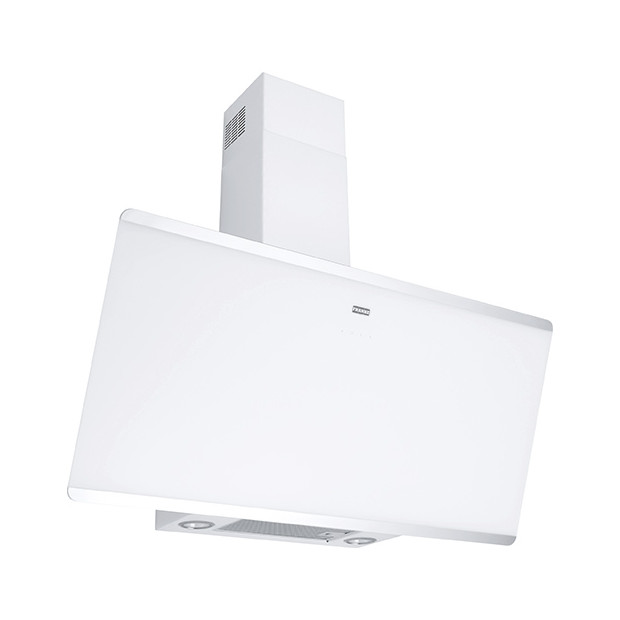 Hotte murale incline inox/verre blanc
