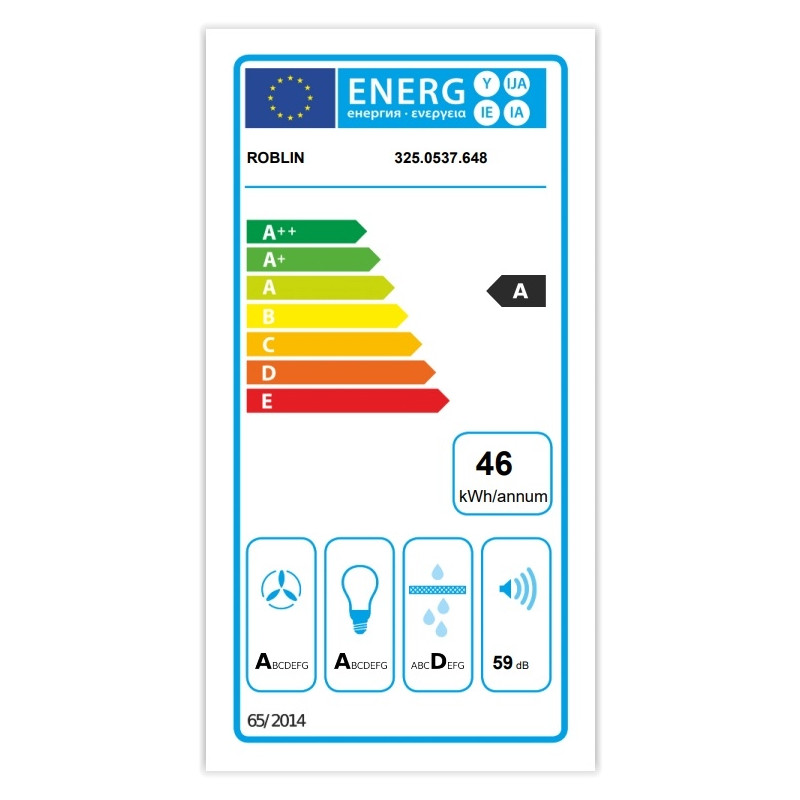 Hotte murale blanc 90cm Roblin IKOS900BL