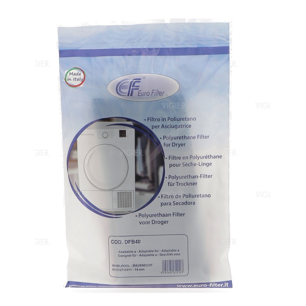 Filtre mousse sèche linge condensation Whirlpool Bauknecht