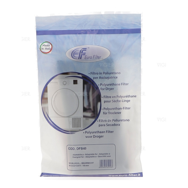 Filtre mousse sèche linge Whirlpool 481010716911