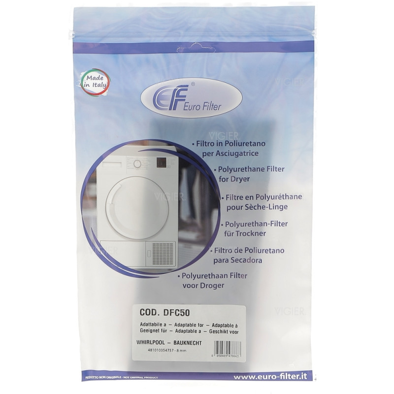 Filtre mousse sèche linge Whirlpool 481010354757 DFC50