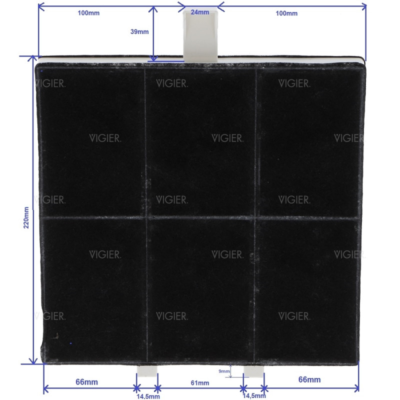 Dimensions filtre a charbon hotte bosch Neff Siemens