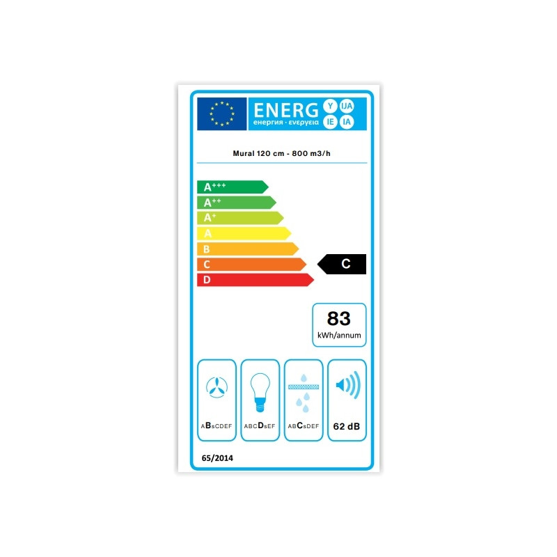 Hotte murale box inox/verre 120cm Falmec LUMEN1630