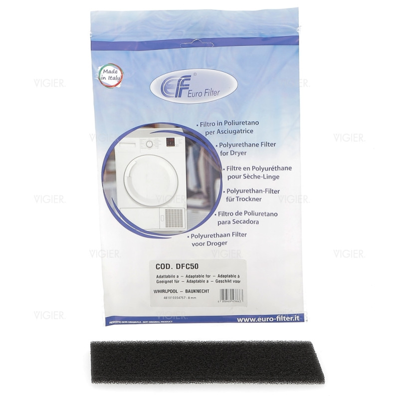 Filtre mousse sèche linge Whirlpool Laden Ignis 481010354757
