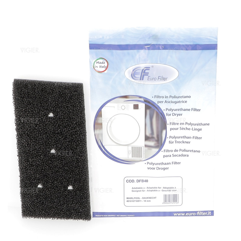 Filtre mousse sèche linge Whirlpool 481010716911 DFB40