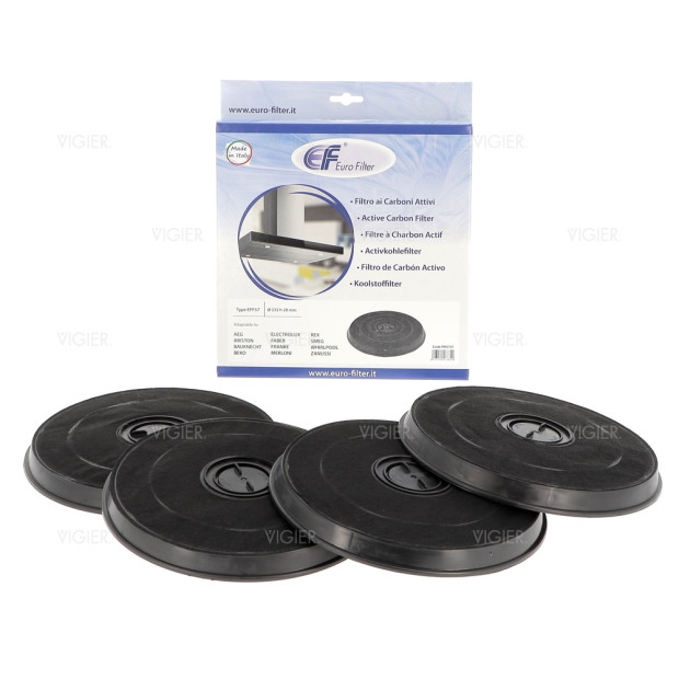 Lot de 4 filtres à charbon ronds hotte ROBLIN-FRANKE 5403003