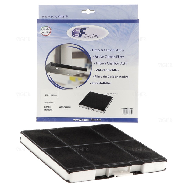 Filtre a charbon actif hotte Bosch Neff Siemens 232X215mm