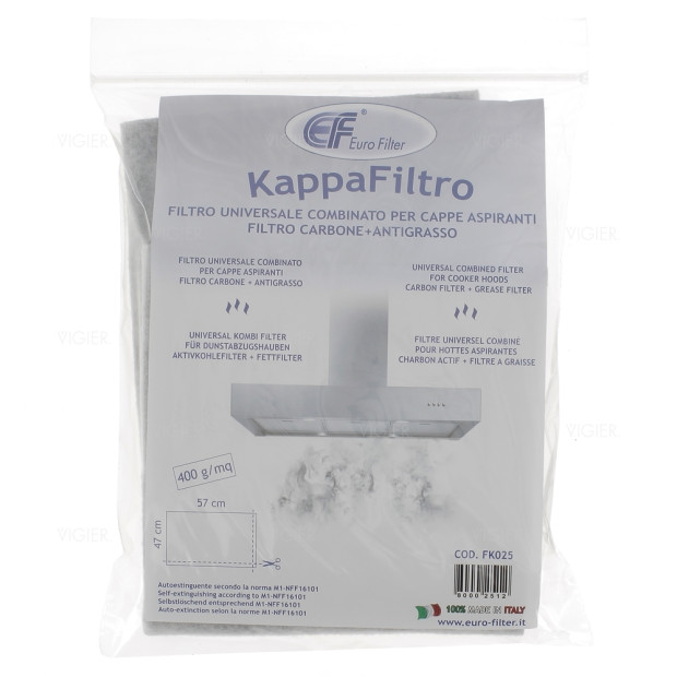 Filtre a graisse et charbon actif universel hotte 47x57cm