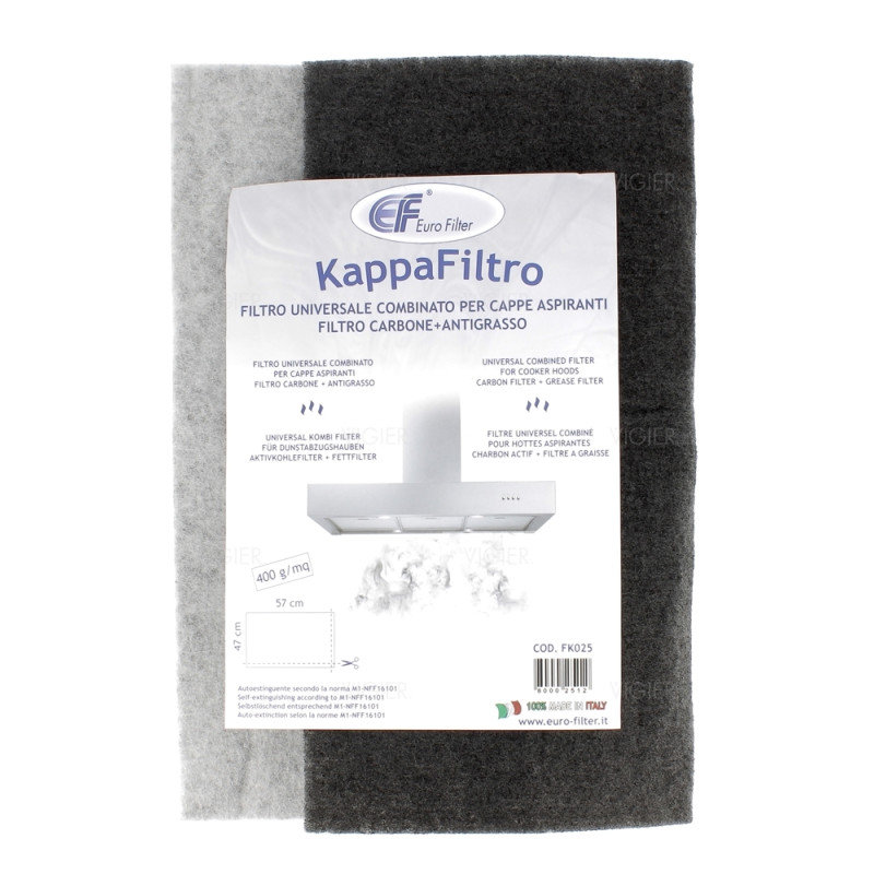 Filtre a graisse et charbon actif universel hotte 47x57cm