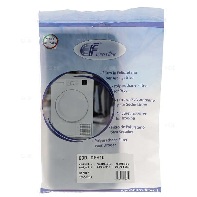 Filtre eponge mousse sèche linge Candy Hoover 40006731