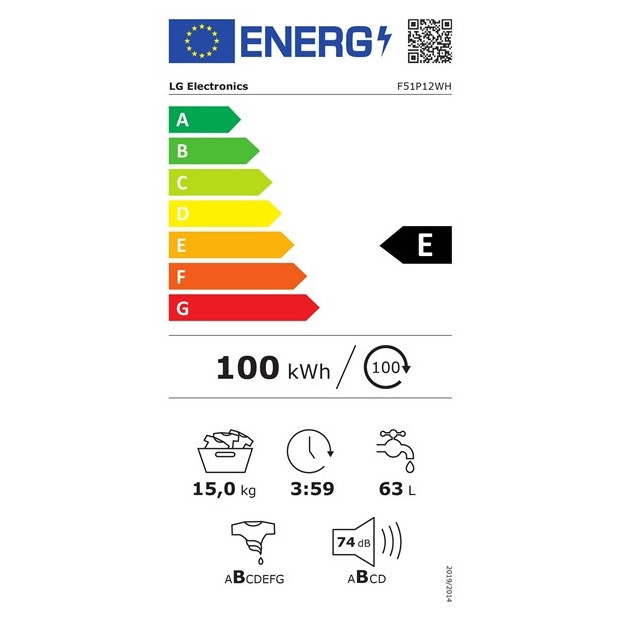 Lave linge 15kg direct drive LG F51P12WH
