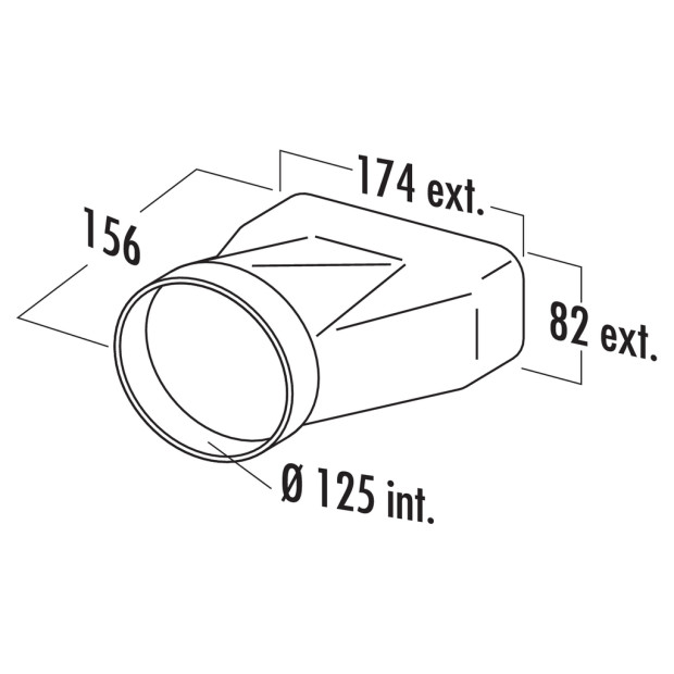 Adaptateur Femelle 125 pour tube plat 169x77mm Evac. Hotte