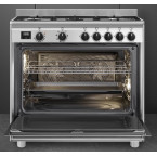 Cuisinière 5 gaz four émail lisse inox Smeg BG91X2