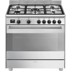 Cuisinière 5 gaz four émail lisse inox Smeg BG91X2